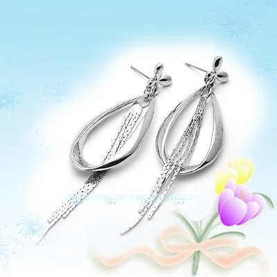 Eye Catching Large Silver with Long Dangling Earrings E041522