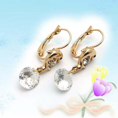 Silver Dolphin with Diamond Earrings E041525