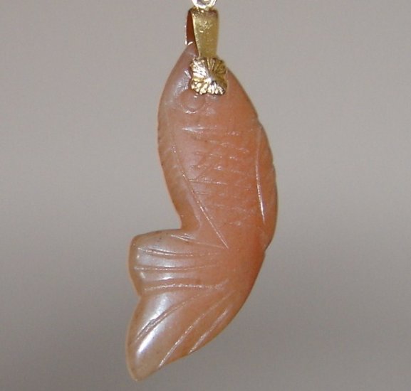 Brown Jade Fish Pendant Charm Yu Wealth Luck