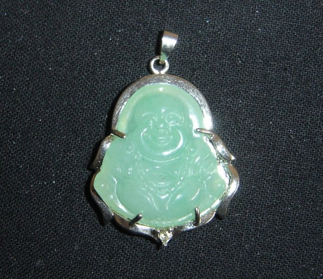 Green Jade Buddha Pendant Luck Fortune Hotei B2