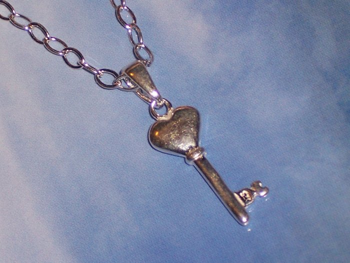 Sterling Silver Necklace- Key to your Heart Pendant with Sterling Silver Toggle from Bali