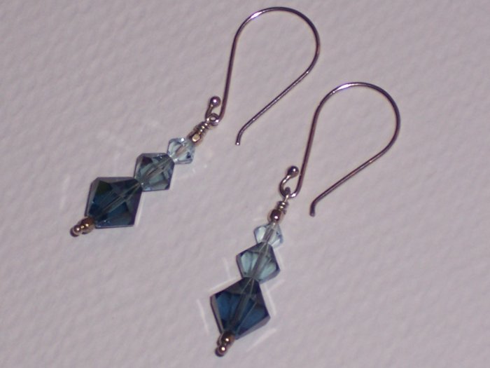 Sterling Silver Earrings with Blue Swarovski Crystals