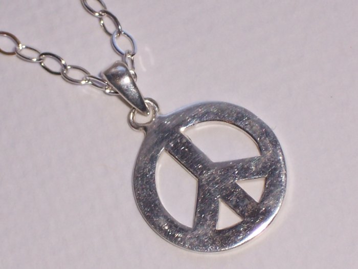 Peace Sign Necklace on Sterling Silver Chain