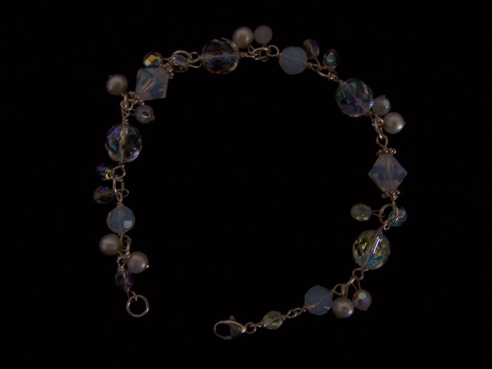 Sterling Silver with Pearls and Crystals Bride Bracelet