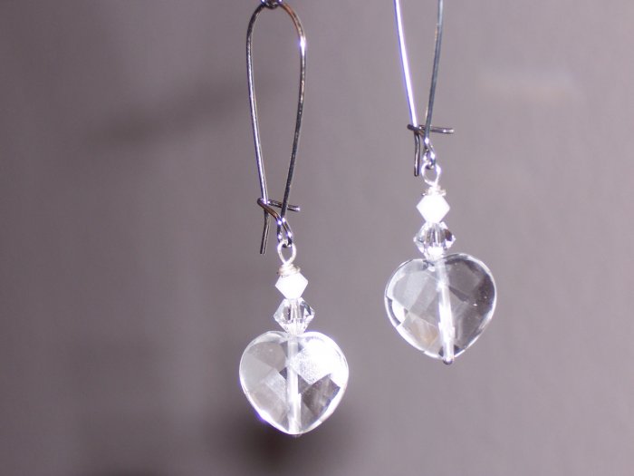 Bridal Heart Drop and Swarovski Crystal Earrings