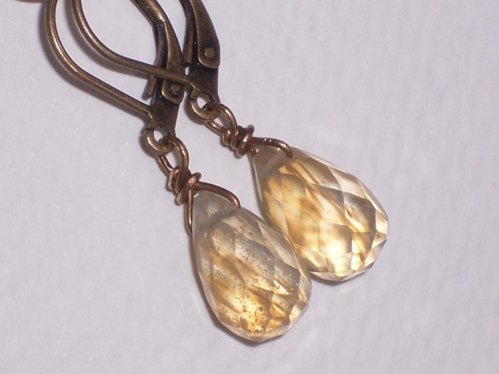 Galaxy Quartz Earrings on Antiqued Brass