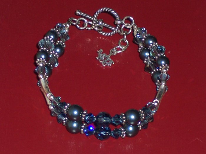 Petite I Love You Bracelet with Swarovski Crystals Pearls and Sterling Silver