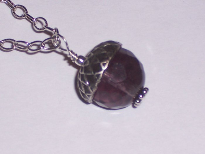 Silver Brass Acorn Pendant on a Sterling Silver Chain Necklace