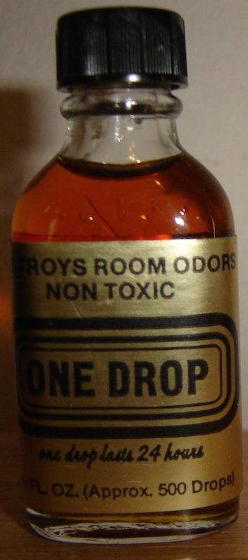 Vintage Bottle of 'One Drop'; Destroys Room Odor (Non Toxic), 1/2 Oz.