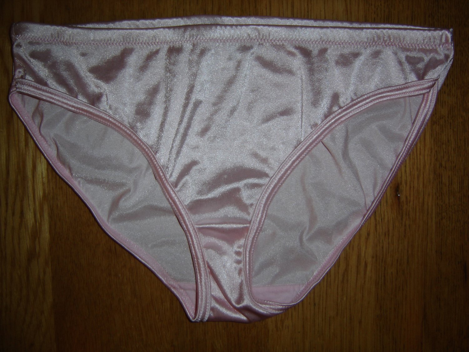 Pink K "Second Skin" Victoria's Secret Style Satin Bikini Panties, Sz. L