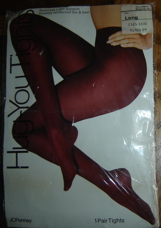 Vintage JC Penney Hug-You Tights / Pantyhose Seamless, Burgundy, LONG