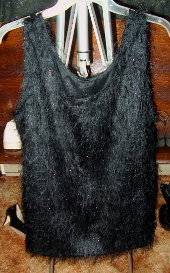Sheer, Sexy black tank/ sleeveless dressy top sz 18