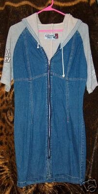 vintage zip up jean dress w/ hood by Diesel size M