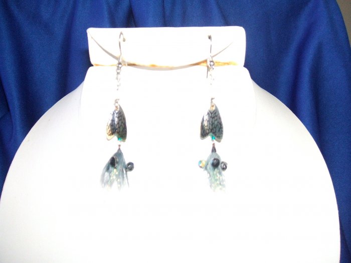 Green Thunder Bug Chandelier Earrings