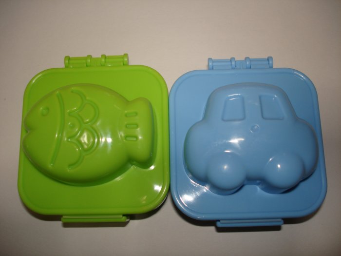 Set of 2 Egg Molds, Car and Fish Shaped