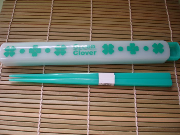 Green Clover Chopsticks and case