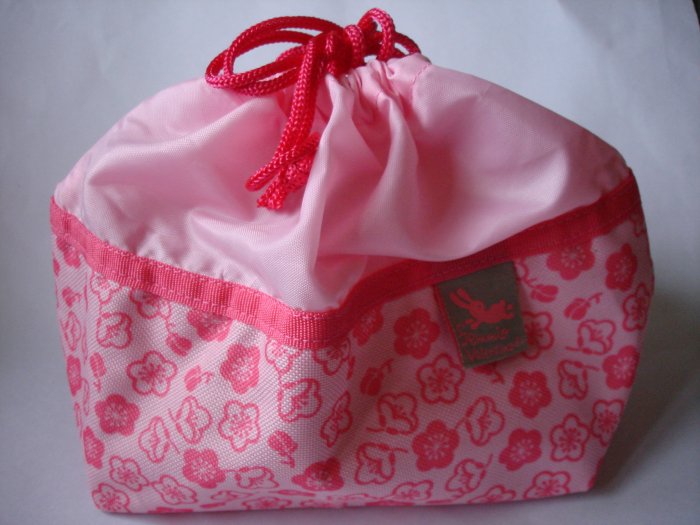 Pink Ume Blossom Design Drawstring Bento Bag