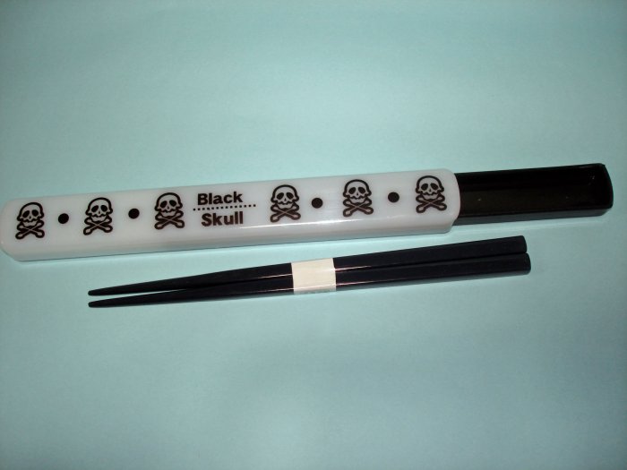 Black Skull Chopsticks and Case