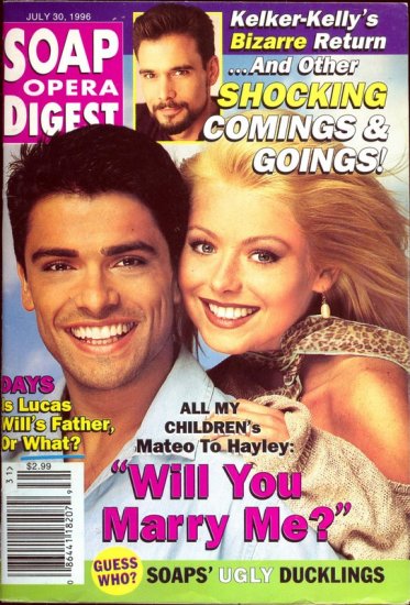 Soap Opera Digest Magazine 7 30 1996 Kelly Rippa Mark Consuelos