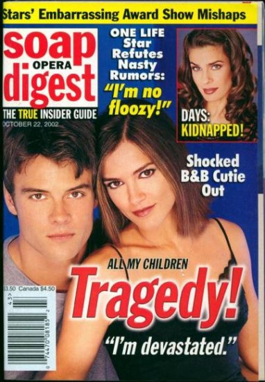 Soap Opera Digest Magazine 10 22 2002 Josh Duhamel Rebecca Budig