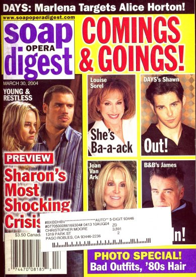 Soap Opera Digest 3 30 2004 Sharon Case Joshua Morrow magazine