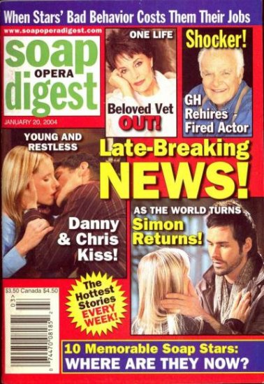 Soap Opera Digest 1 20 2004 Late Breaking News magazine