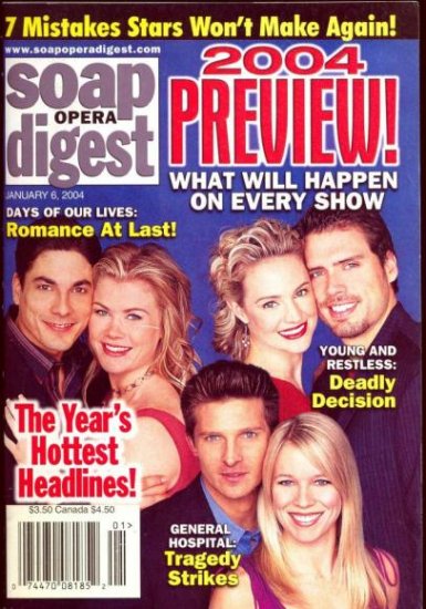 Soap Opera Digest magazine 1 6 2004 Joshua Morrow Steve Burton