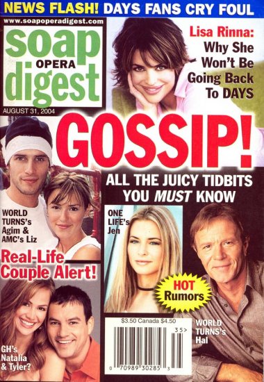 Soap Opera Digest 8 31 2004 Lisa Rinna Jessica Morrow magazine