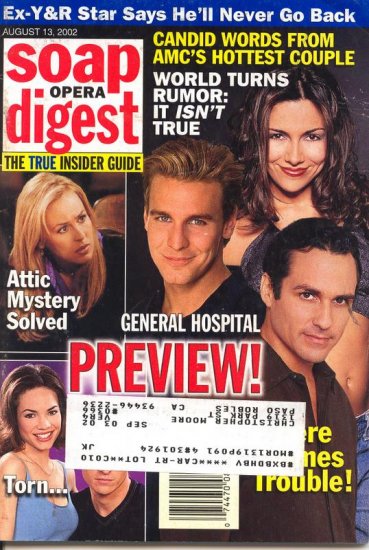 Soap Opera Digest 8 13 2002 Ingo Rademacher Jax GH magazine