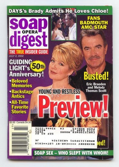Soap Opera Digest magazine 7 2 2002 Melody Thomas Eric Braeden