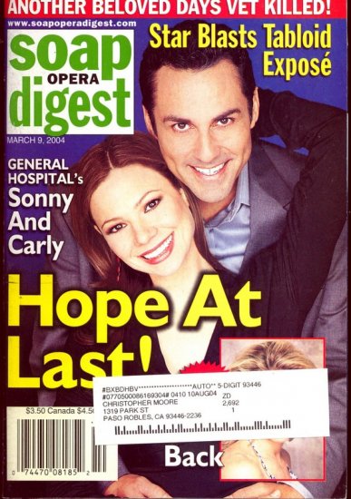 Soap Opera Digest Magazine 3 9 2004 Tamara Braun Maurice Benard