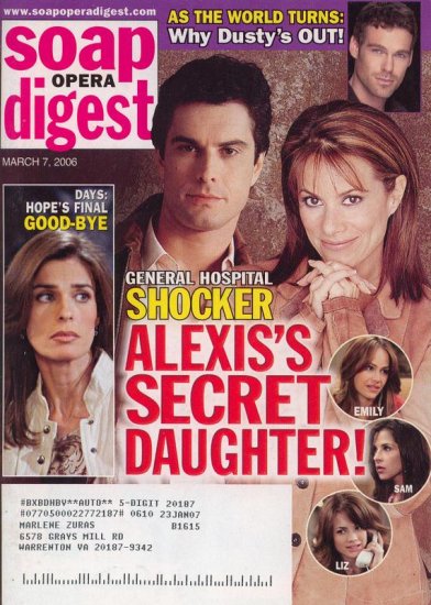 Soap Opera Digest 3 7 2006 Alexis's Secret Daughter March 7 2006