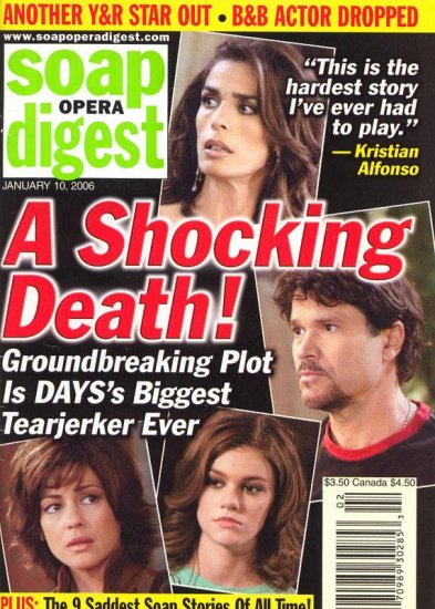 Soap Opera Digest 1 10 2006 A shocking death! sad story Jan 10 2006