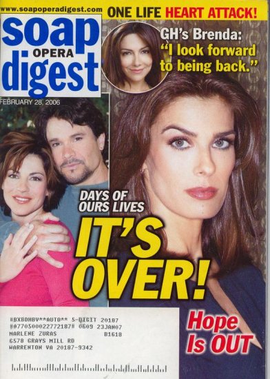 Soap Opera Digest 2 28 2006 Kristian Alfonso J Pinson