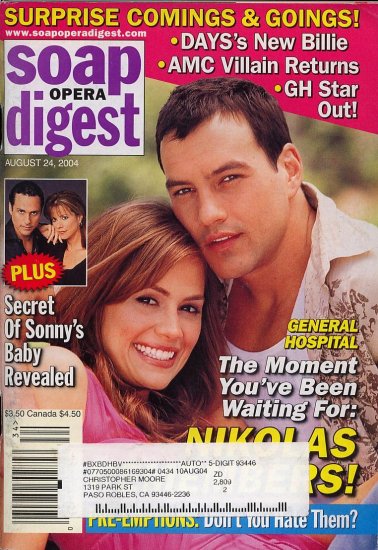 Soap Opera Digest 8 24 2004 T Christopher N Livington Magazine