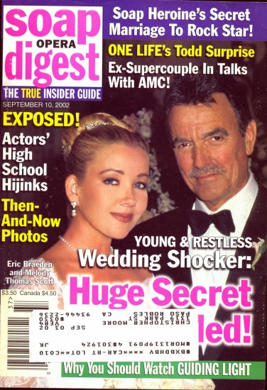 Soap Opera Digest 9 10 2002 Melody Scott Eric Braeden Magazine