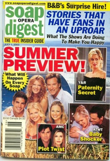 Soap Opera Digest 7 1 2003 Summer Preview DAYS Magazine
