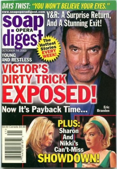 Soap Opera Digest 10 14 2003 Eric Braeden Sharon Case