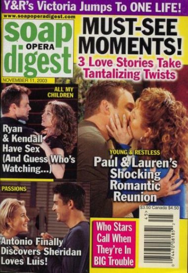 Soap Opera Digest 11 11 2003 Cameron Mathison A Minshew