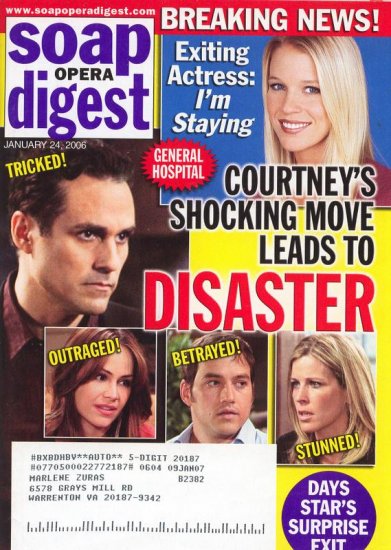 Soap Opera Digest 1 24 2006 Maurice Bernard L Wright