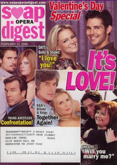 Soap Opera Digest 2 21 2006 Valentine's Day Special