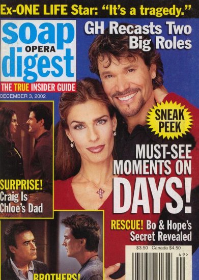 Soap Opera Digest 12 3 2002 Kristian Alfonso P Reckell