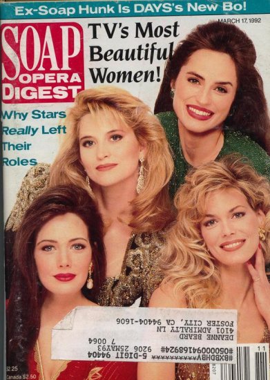 Soap Opera Digest 3 17 1992 TV's Most Beautiful Women