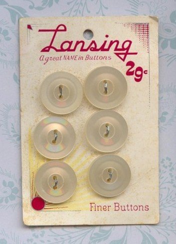 Vintage Old New Store Stock Lansing White Buttons