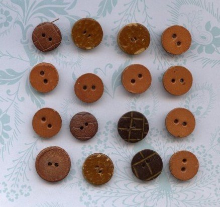 16 Vintage Leather Buttons Button
