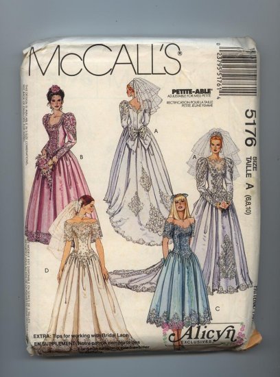 SOLD 1991 McCall's Alicyn Wedding Dress Pattern Petite Able 5176 Size Talle A 6 8 10 Uncut Pattern