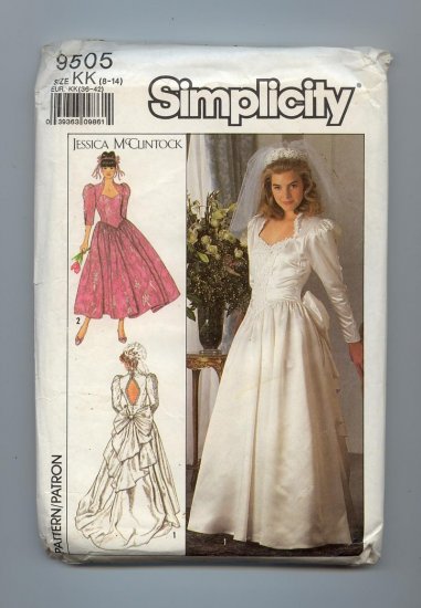 ***SOLD***1989 Uncut Simplicity 9505 Wedding Dress Pattern Jessica McClintock Petite Patterns
