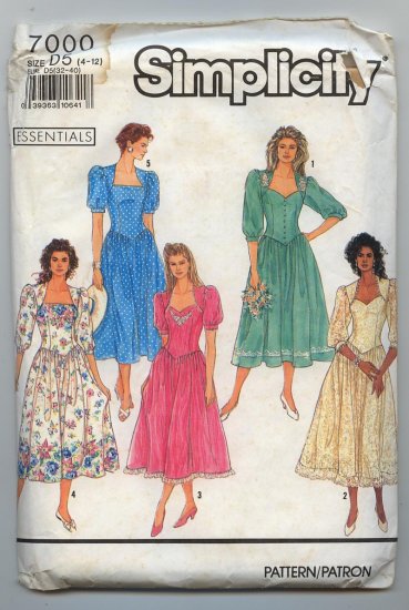 1990 Uncut Simplicity 7000 Dress Pattern 14 pcs Patterns SZ D5 4-12
