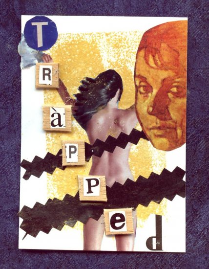 ACEO Card Trapped Collage Art Card