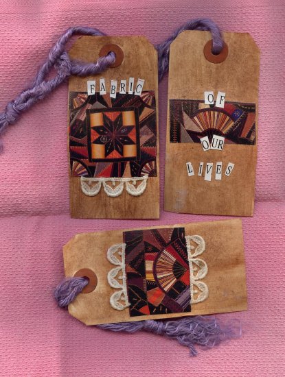 OOAK Gift Tags Scrapbooking ~ Fabric of our Lives ~ Made by me in the USA